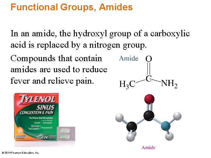 Functional Groups, Amides In an amide, the hydroxyl group of a carboxylic acid is