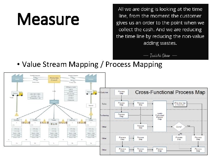 Measure • Value Stream Mapping / Process Mapping 
