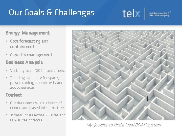 Our Goals & Challenges Energy Management • Cost forecasting and containment • Capacity management