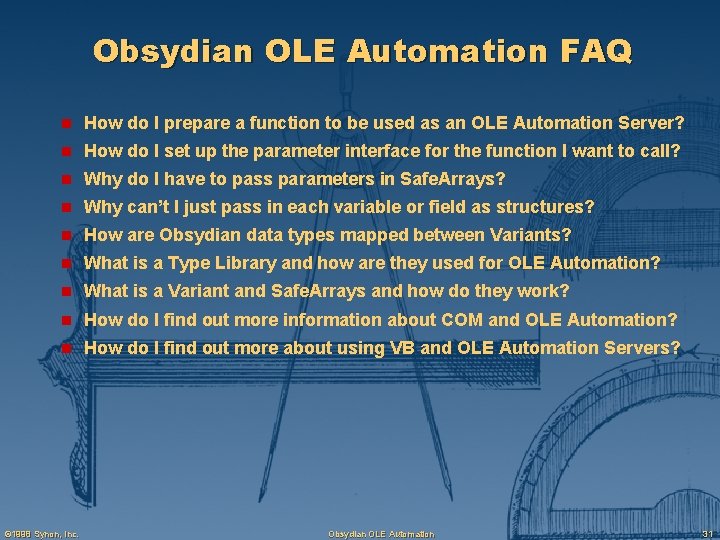 Obsydian OLE Automation FAQ n How do I prepare a function to be used