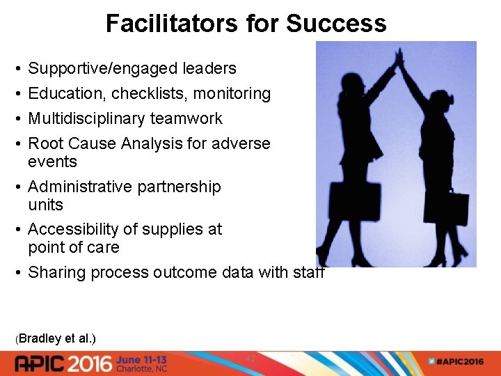 Facilitators for Success • • Supportive/engaged leaders Education, checklists, monitoring Multidisciplinary teamwork Root Cause