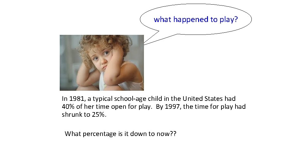 what happened to play? In 1981, a typical school-age child in the United States