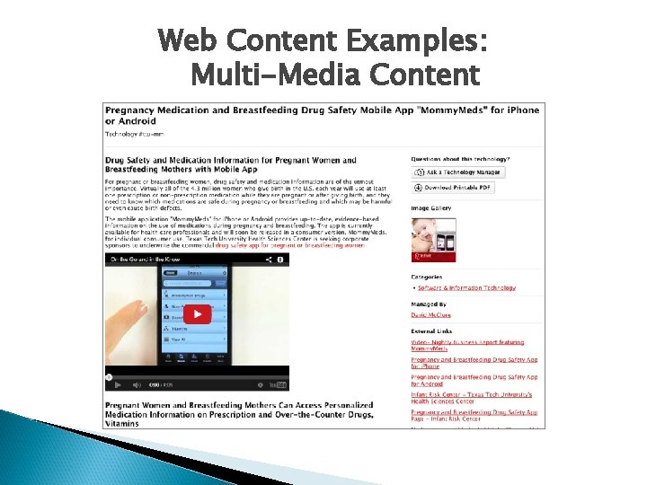 Web Content Examples: Multi-Media Content 