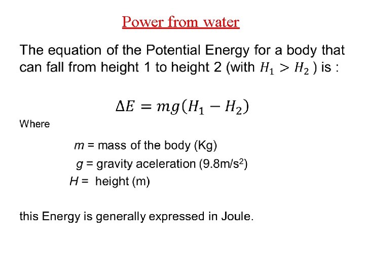 Power from water • 