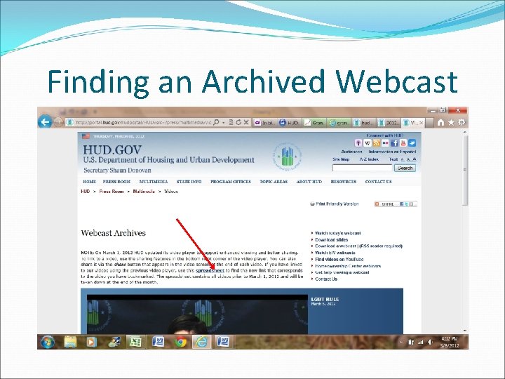 Finding an Archived Webcast 