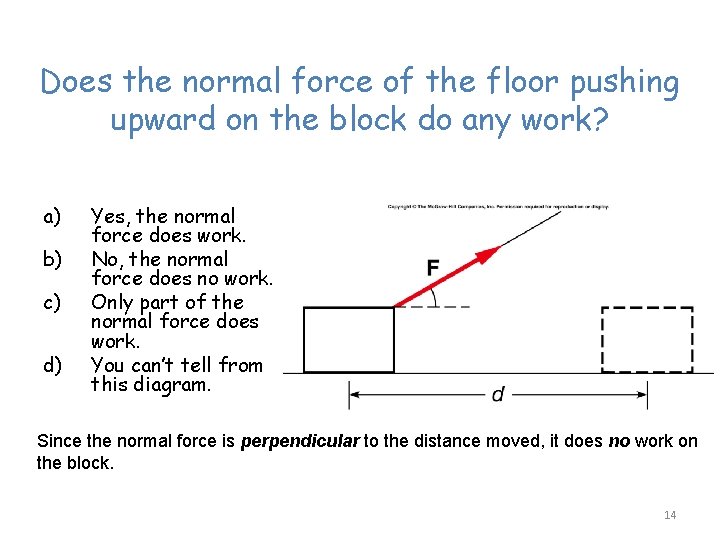 Does the normal force of the floor pushing upward on the block do any