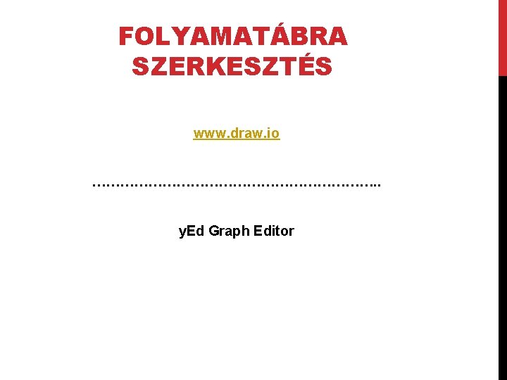 FOLYAMATÁBRA SZERKESZTÉS www. draw. io …………………………. . y. Ed Graph Editor 