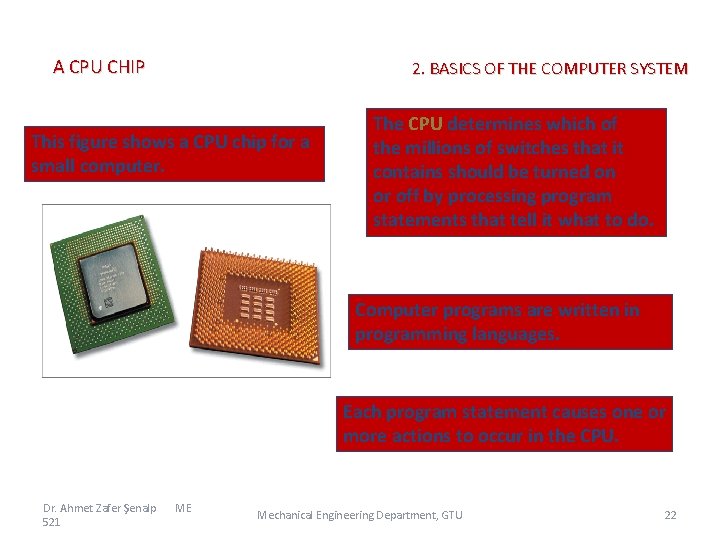 A CPU CHIP 2. BASICS OF THE COMPUTER SYSTEM This figure shows a CPU