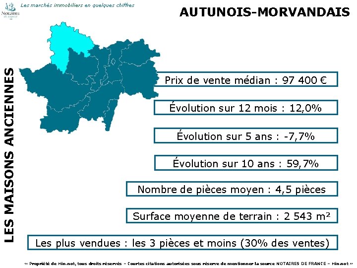 LES MAISONS ANCIENNES Les marchés immobiliers en quelques chiffres 45 AUTUNOIS-MORVANDAIS Prix de vente