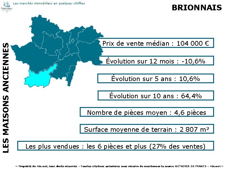 LES MAISONS ANCIENNES Les marchés immobiliers en quelques chiffres 47 BRIONNAIS Prix de vente