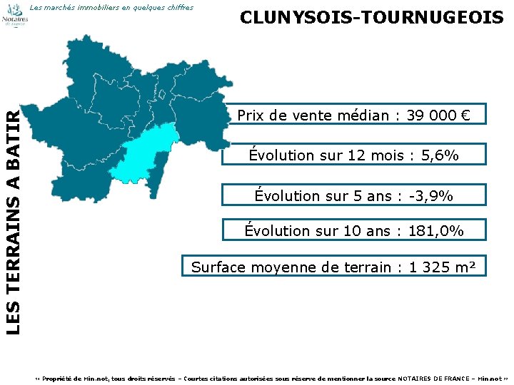 LES TERRAINS A BATIR Les marchés immobiliers en quelques chiffres 57 CLUNYSOIS-TOURNUGEOIS Prix de