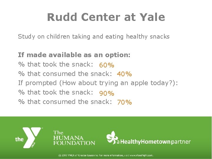 Rudd Center at Yale Study on children taking and eating healthy snacks If made