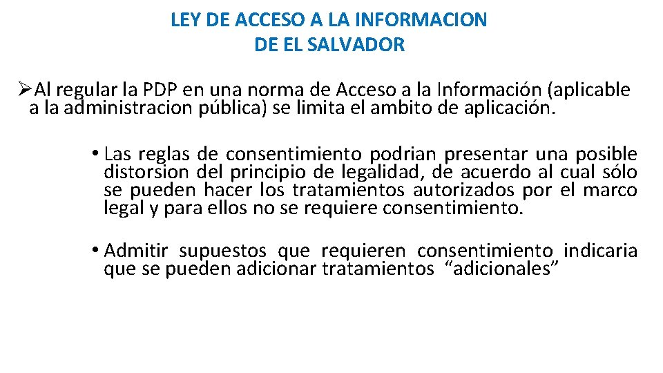 LEY DE ACCESO A LA INFORMACION DE EL SALVADOR ØAl regular la PDP en