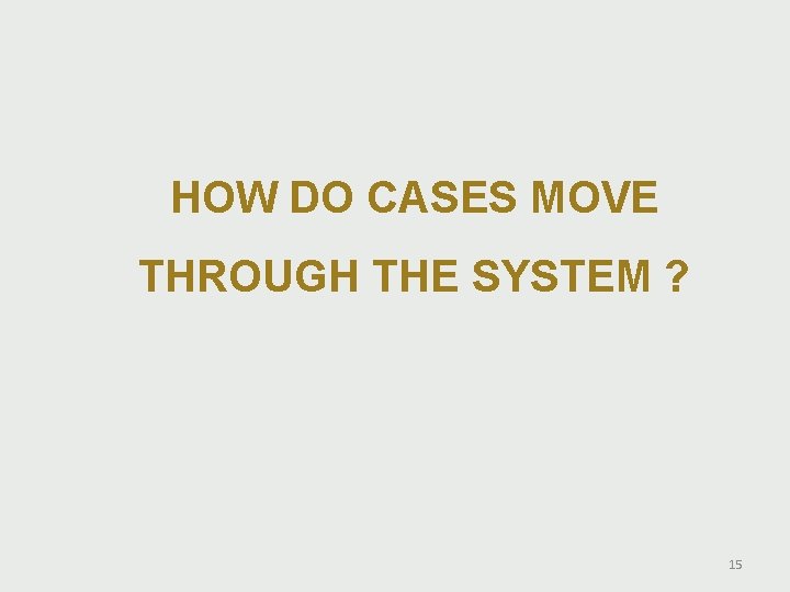 HOW DO CASES MOVE THROUGH THE SYSTEM ? 15 HOW DO CASES MOVE THROUGH THE SYSTEM ? 15