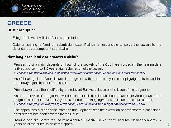 GREECE Brief description • Filing of a lawsuit with the Court’s secretariat. • Date GREECE Brief description • Filing of a lawsuit with the Court’s secretariat. • Date