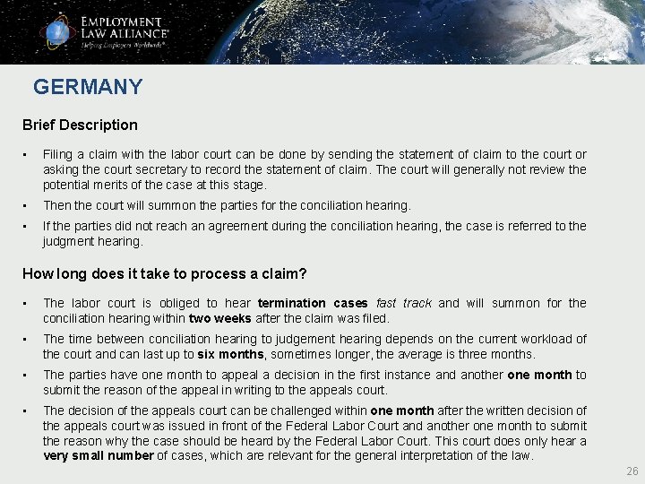 GERMANY Brief Description • Filing a claim with the labor court can be done GERMANY Brief Description • Filing a claim with the labor court can be done