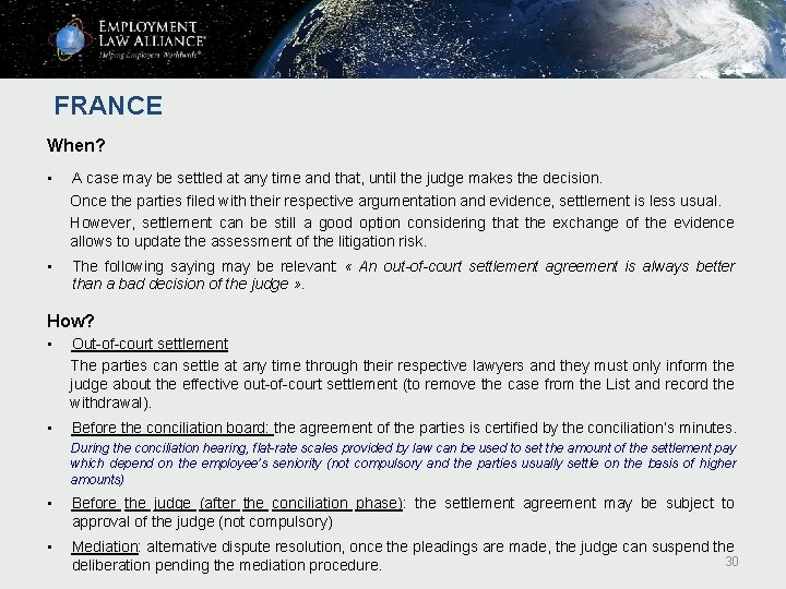 FRANCE When? • A case may be settled at any time and that, until FRANCE When? • A case may be settled at any time and that, until