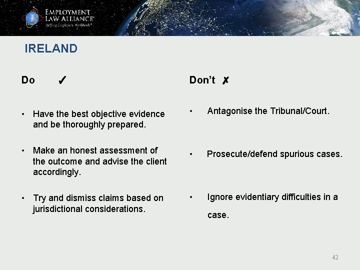 IRELAND Do ✓ Don’t ✗ • Have the best objective evidence and be thoroughly IRELAND Do ✓ Don’t ✗ • Have the best objective evidence and be thoroughly