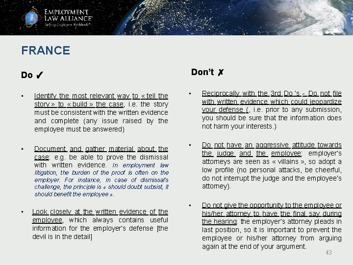 FRANCE Do ✓ • Identify the most relevant way to « tell the story FRANCE Do ✓ • Identify the most relevant way to « tell the story