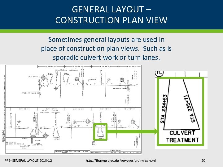 GENERAL LAYOUT – CONSTRUCTION PLAN VIEW Sometimes general layouts are used in place of GENERAL LAYOUT – CONSTRUCTION PLAN VIEW Sometimes general layouts are used in place of