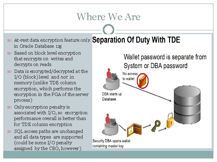 Where We Are At-rest data encryption feature only in Oracle Database 11 g Based