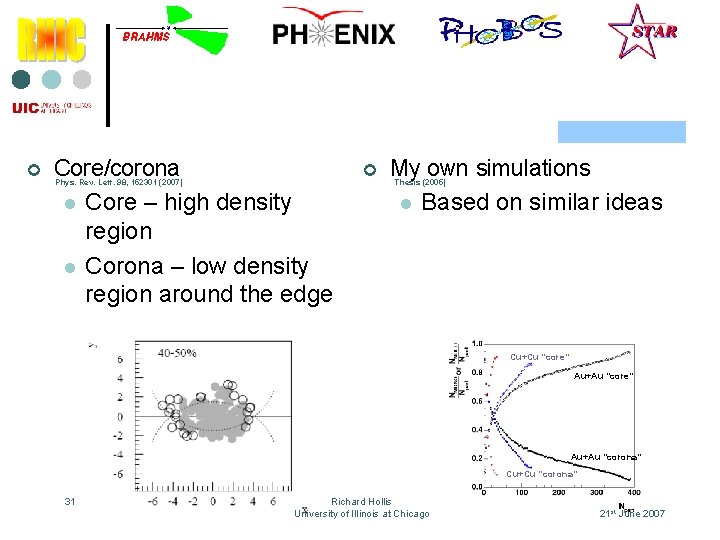 ¢ Core/corona l Core – high density region ¢ Phys. Rev. Lett. 98, 152301