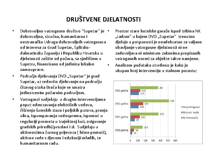 DRUŠTVENE DJELATNOSTI • • • Dobrovoljno vatrogasno društvo "Supetar" je • dobrovoljna, stručna, humanitarna