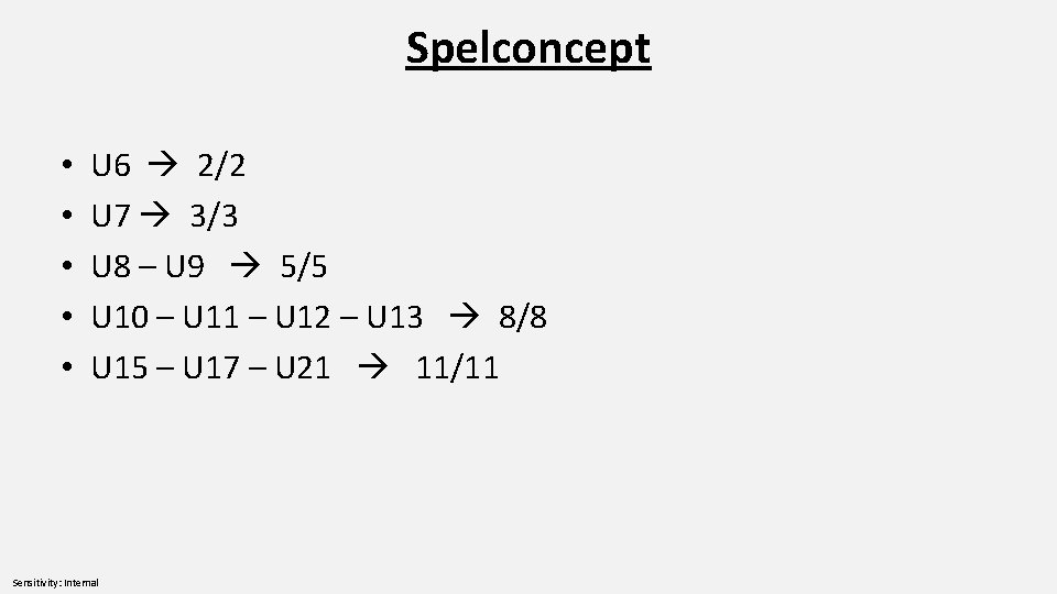 Spelconcept • • • U 6 2/2 U 7 3/3 U 8 – U