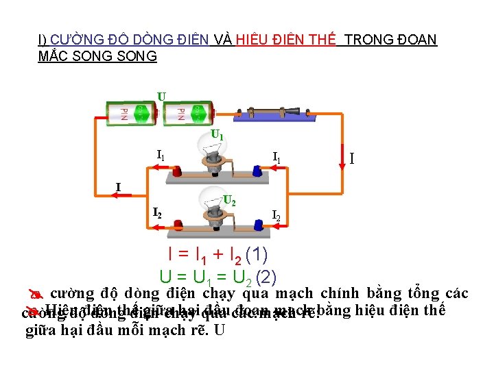 I) CƯỜNG ĐỘ DÒNG ĐIỆN VÀ HIỆU ĐIỆN THẾ TRONG ĐOẠN MẮC SONG U