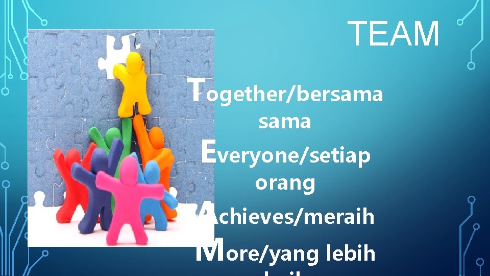 TEAM Together/bersama Everyone/setiap orang Achieves/meraih More/yang lebih 