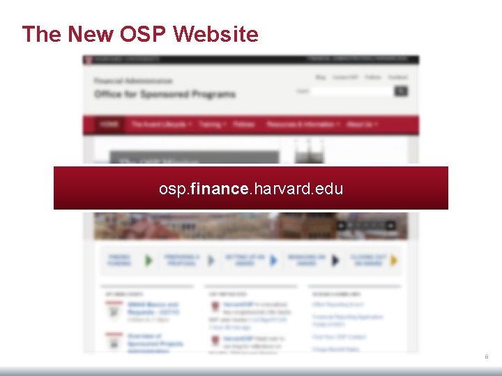 The New OSP Website osp. finance. harvard. edu 8 