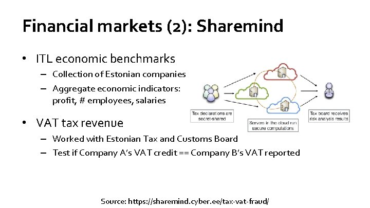 Financial markets (2): Sharemind • ITL economic benchmarks – Collection of Estonian companies –