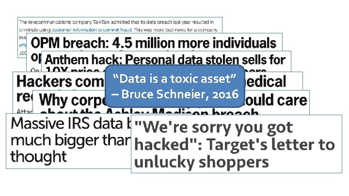 “Data is a toxic asset” – Bruce Schneier, 2016 