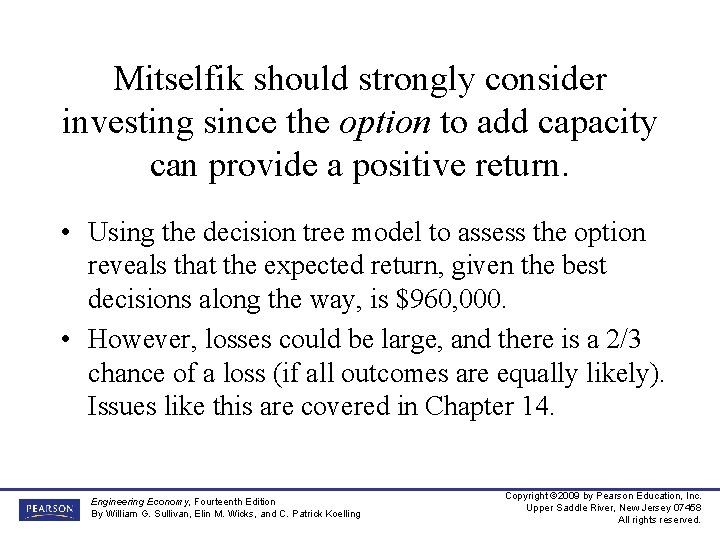 Mitselfik should strongly consider investing since the option to add capacity can provide a