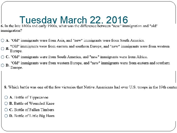 Tuesday March 22, 2016 