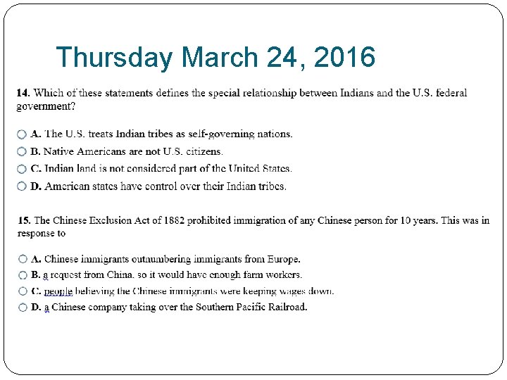 Thursday March 24, 2016 