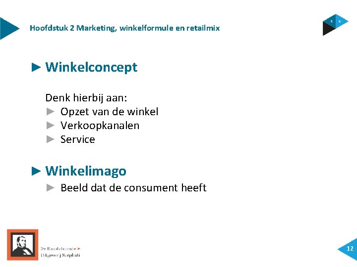 Hoofdstuk 2 Marketing, winkelformule en retailmix ► Winkelconcept Denk hierbij aan: ► Opzet van