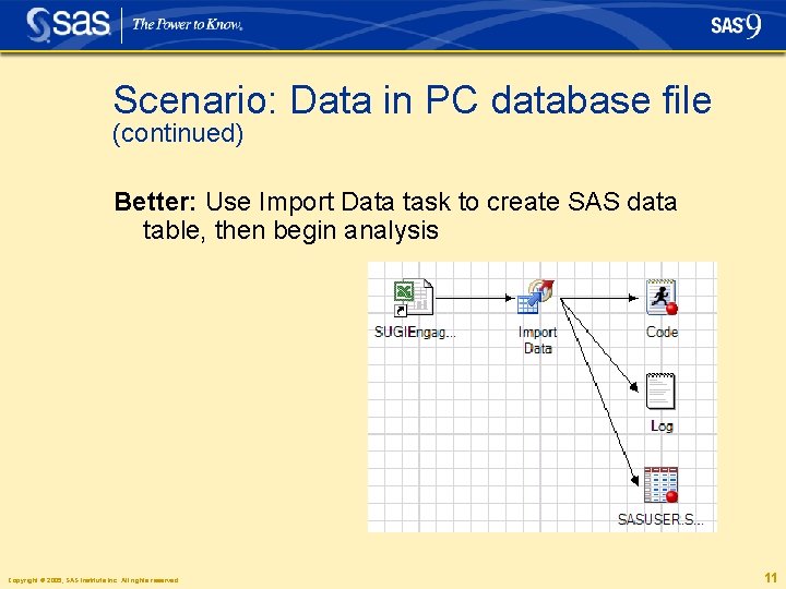 Scenario: Data in PC database file (continued) Better: Use Import Data task to create