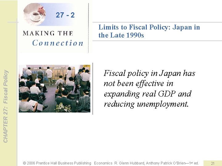 27 - 2 CHAPTER 27: Fiscal Policy Limits to Fiscal Policy: Japan in the