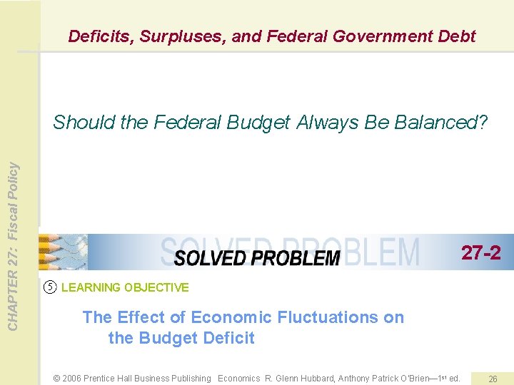 Deficits, Surpluses, and Federal Government Debt CHAPTER 27: Fiscal Policy Should the Federal Budget
