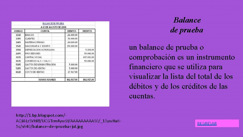 Balance de prueba un balance de prueba o comprobación es un instrumento financiero que