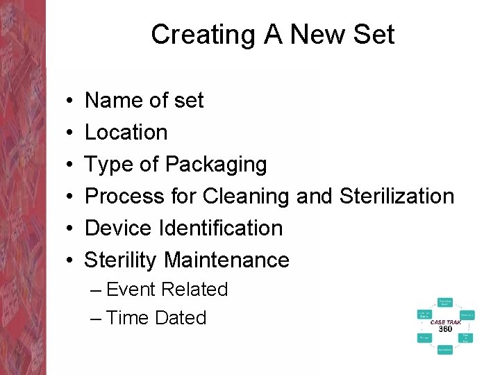 Creating A New Set • • • Name of set Location Type of Packaging