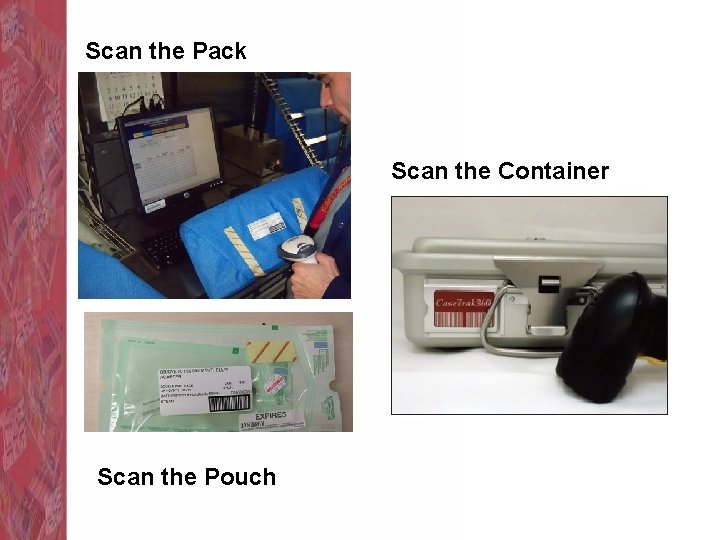 Scan the Pack Scan the Container Scan the Pouch 