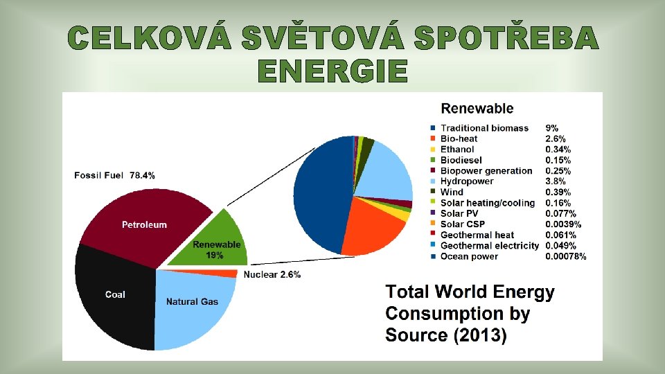 CELKOVÁ SVĚTOVÁ SPOTŘEBA ENERGIE 