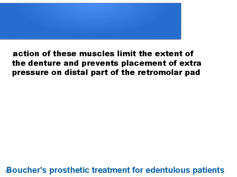 action of these muscles limit the extent of the denture and prevents placement of