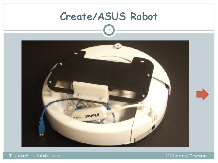 Create/ASUS Robot 4 Topics in AI and Robotics- 2011 2020 ספטמבר 17 חמישי יום