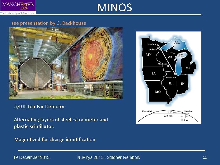 MINOS see presentation by C. Backhouse 5, 400 ton Far Detector Alternating layers of