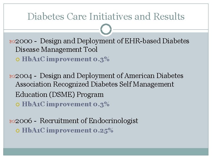ADVANCES IN DIABETES OPTIMIZING THE USE OF EMR