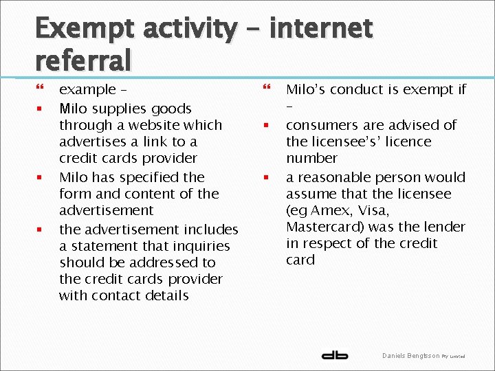 Exempt activity – internet referral § § § example – Milo supplies goods through