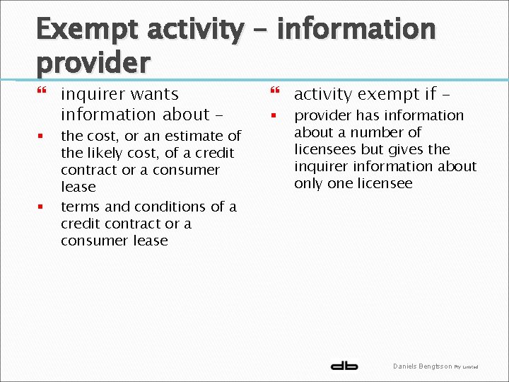 Exempt activity – information provider inquirer wants information about – § § the cost,